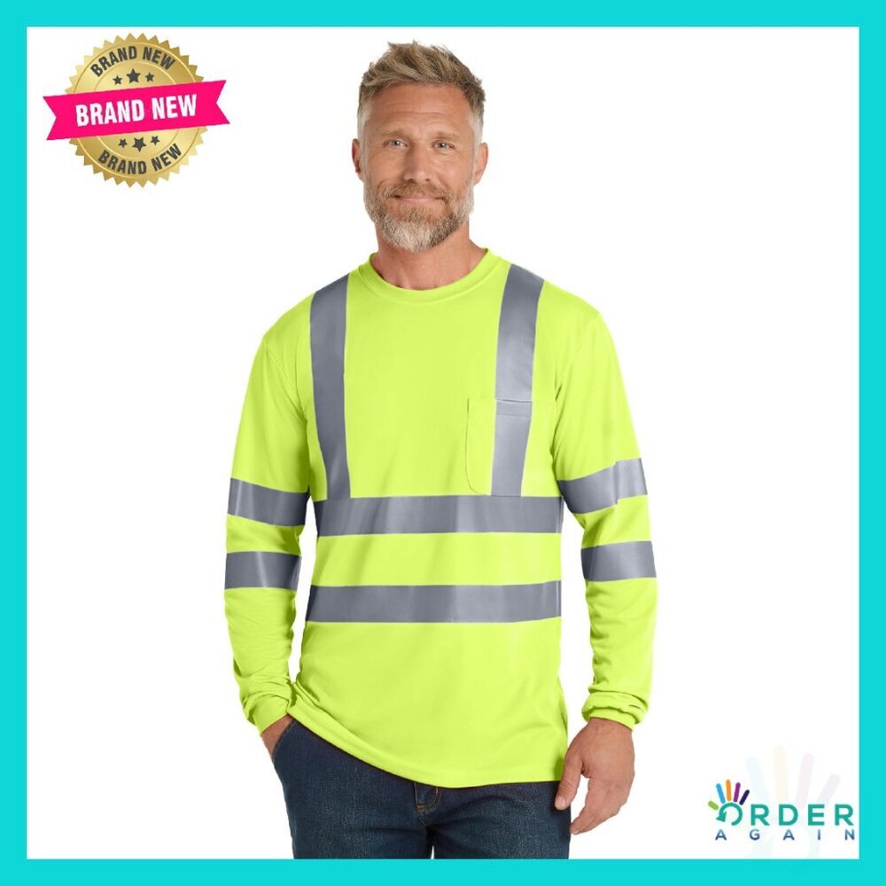 Long Sleeve Reflective Work Shirt ANSI Safety Class 3 Snag Resistant Utility